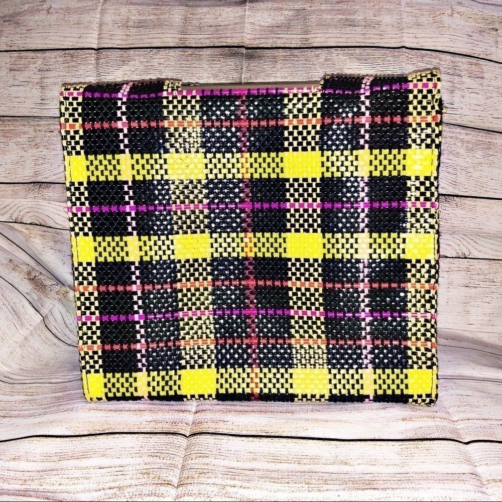 ZARA Large Plaid Print Shopper Tote with Crossbody Strap